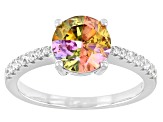 Multicolor Cubic Zirconia Rhodium Over Sterling Silver Ring 2.65ctw
