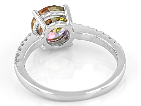 Multicolor Cubic Zirconia Rhodium Over Sterling Silver Ring 2.65ctw