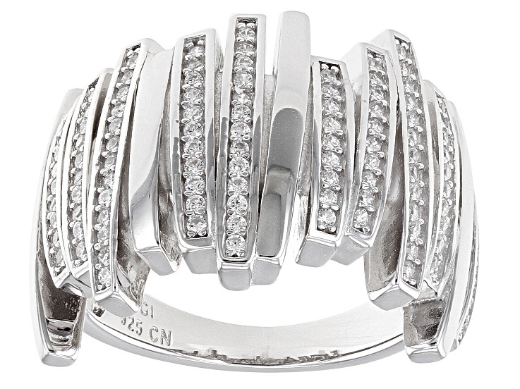 White Cubic Zirconia Rhodium Over Sterling Silver Ring 1.05