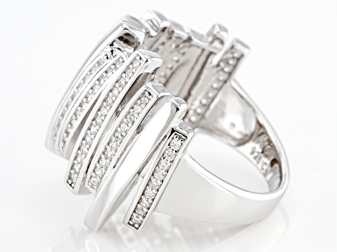 White Cubic Zirconia Rhodium Over Sterling Silver Ring 1.05