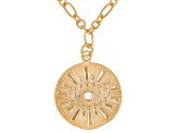 White Cubic Zirconia 18k Yellow Over Sterling Silver Evil Eye Necklace 0.06ctw