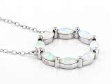 Lab Created White Opal Rhodium Over Sterling Silver Necklace 0.57ctw