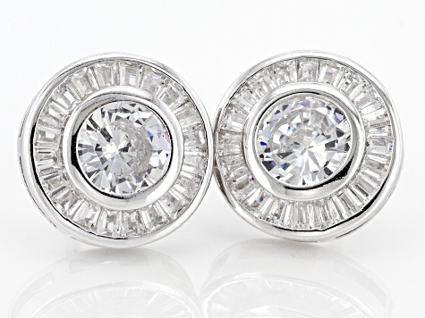 Cubic Zirconia Rhodium Over Sterling Silver Earrings