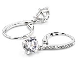 Cubic Zirconia Platinum Over Sterling Silver Ring and 2 Earrings Set