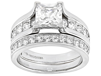 Picture of White Cubic Zirconia Platinum Over Sterling Silver Ring With Band 4.34ctw