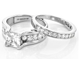 White Cubic Zirconia Platinum Over Sterling Silver Ring With Band 4.34ctw