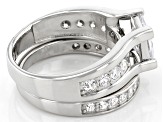 White Cubic Zirconia Platinum Over Sterling Silver Ring With Band 4.34ctw