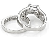 White Cubic Zirconia Platinum Over Sterling Silver Ring With Band 4.34ctw