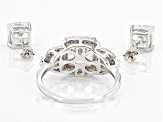 Cubic Zirconia Rhodium Over Sterling Silver Ring And Earring Set 10.11ctw   (6.35 DEW)