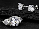 Cubic Zirconia Rhodium Over Sterling Silver Ring And Earring Set 10.11ctw   (6.35 DEW)