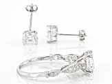 Cubic Zirconia Rhodium Over Sterling Silver Ring With Earring Set