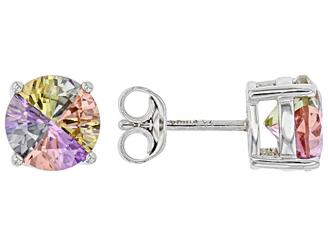 Multicolor Cubic Zirconia Rhodium Over Sterling Silver Earrings 4.40ctw