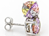 Multicolor Cubic Zirconia Rhodium Over Sterling Silver Earrings 4.40ctw