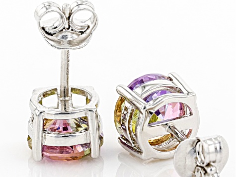 Multicolor Cubic Zirconia Rhodium Over Sterling Silver Earrings 4.40ctw