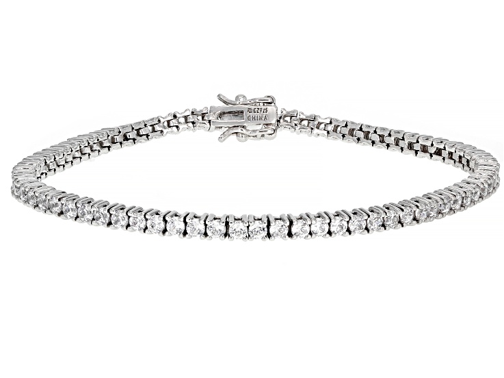 Cubic Zirconia Platinum Over Sterling Silver Bracelet 8.77