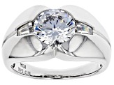 Cubic Zirconia Rhodium Over Sterling Silver Ring 3.97ctw  (2.20 DEW)