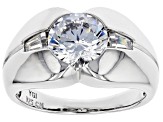 Cubic Zirconia Rhodium Over Sterling Silver Ring 3.97ctw (2.20 DEW)
