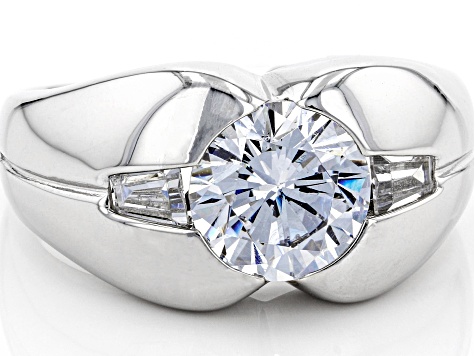 Cubic Zirconia Rhodium Over Sterling Silver Ring 3.97ctw (2.20 DEW)