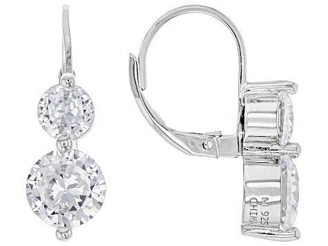 Cubic Zirconia Rhodium Over Sterling Silver Earrings 5.92ctw (3.48 DEW)