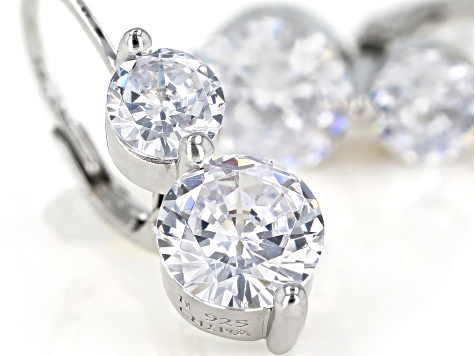 Cubic Zirconia Rhodium Over Sterling Silver Earrings 5.92ctw (3.48 DEW)