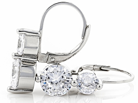 Cubic Zirconia Rhodium Over Sterling Silver Earrings 5.92ctw (3.48 DEW)