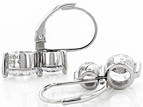 Cubic Zirconia Rhodium Over Sterling Silver Earrings 5.92ctw (3.48 DEW)