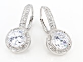 Cubic Zirconia  Rhodium Over Sterling Silver Earrings 7.65ctw  (4.51 DEW)