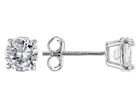 White Cubic Zirconia Rhodium Over Silver Ring and Earrings Set. (5.61ctw DEW)