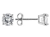 White Cubic Zirconia Rhodium Over Silver Ring and Earrings Set. (5.61ctw DEW)
