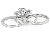 White Cubic Zirconia Rhodium Over Silver Ring With Bands Set (2.56ctw DEW)