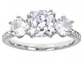 White Cubic Zirconia Rhodium Over Silver Ring With Bands Set (2.56ctw DEW)