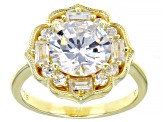 White Cubic Zirconia 18k Yellow Gold Over Silver Ring