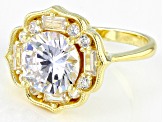 White Cubic Zirconia 18k Yellow Gold Over Silver Ring