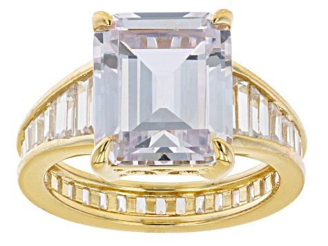 White Cubic Zirconia 18k Yellow Gold Over Sterling Silver Ring (8.87ctw DEW)