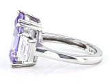 Purple and White Cubic Zirconia Rhodium Over Silver Ring. (10.90ctw DEW)