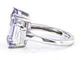 Purple and White Cubic Zirconia Rhodium Over Silver Ring. (10.90ctw DEW)