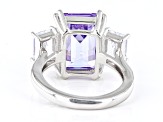 Purple and White Cubic Zirconia Rhodium Over Silver Ring. (10.90ctw DEW)