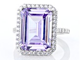 Purple and White Cubic Zirconium Rhodium Over Silver Ring. (15.20ctw DEW)