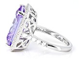 Purple and White Cubic Zirconium Rhodium Over Silver Ring. (15.20ctw DEW)