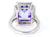 Purple and White Cubic Zirconium Rhodium Over Silver Ring. (15.20ctw DEW)