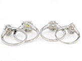 Multicolor Cubic Zirconia Rhodium Over Sterling Silver Rings Set of 4 3.90ctw