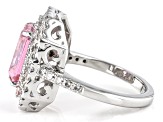 Pink And White Cubic Zirconia Rhodium Over Sterling Silver Ring 7.53ctw