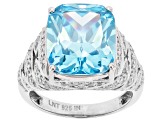 Blue And White Cubic Zirconia Rhodium Over Sterling Silver Ring 15.25ctw