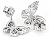 White Cubic Zirconia Rhodium Over Sterling Silver Butterfly Earrings 1.71ctw