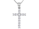 White Cubic Zirconia Rhodium Over Sterling Silver Pendant With Chain 1.73ctw