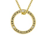 White Cubic Zirconia Rhodium And 18k Yellow Gold Over Sterling Silver "Fearless" Pendant With Chain