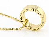 White Cubic Zirconia Rhodium And 18k Yellow Gold Over Sterling Silver "Fearless" Pendant With Chain