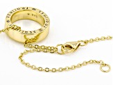 White Cubic Zirconia Rhodium And 18k Yellow Gold Over Sterling Silver "Fearless" Pendant With Chain