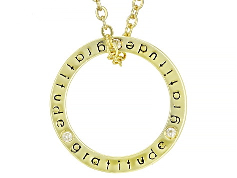White Cubic Zirconia Rhodium And 18k Yellow Gold Over Sterling Silver Pendant With Chain