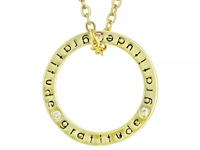 White Cubic Zirconia Rhodium And 18k Yellow Gold Over Sterling Silver Pendant With Chain